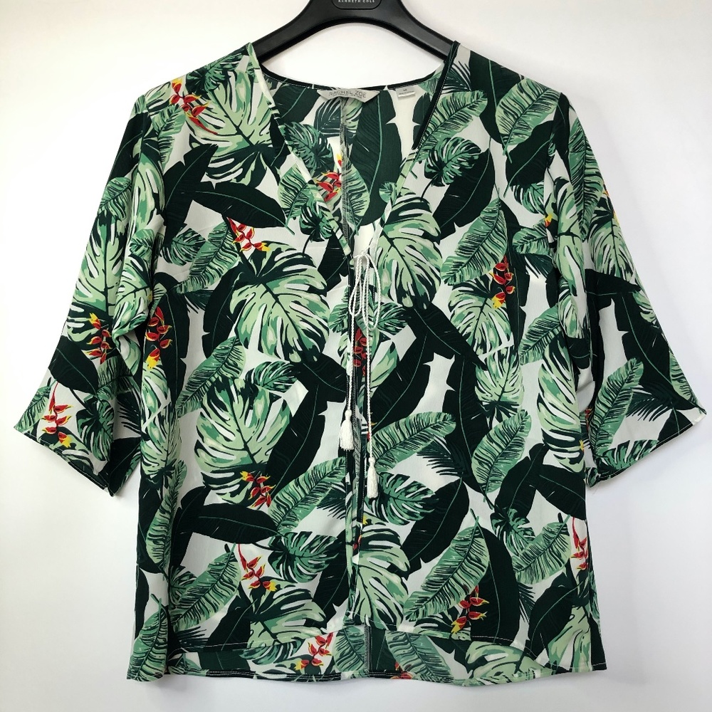 Rachel Zoe Cropped Tropical Print Kimono